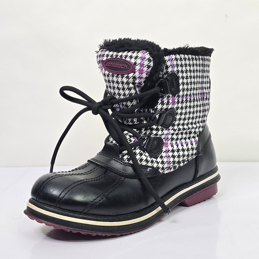 Pre-Loved Athletech Black White Purple Houndstooth Snow Boots